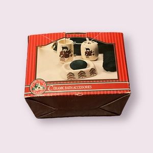 Vintage St Nicholas Square Ceramic Bath Accessories Set